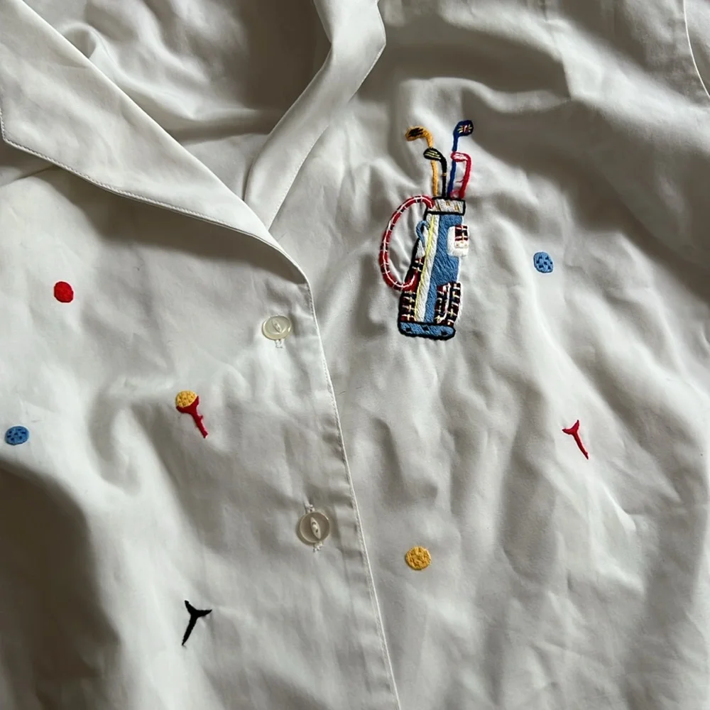 Vintage Charlottes Hand Embroidered Golf Collared Top - Picture 6 of 7